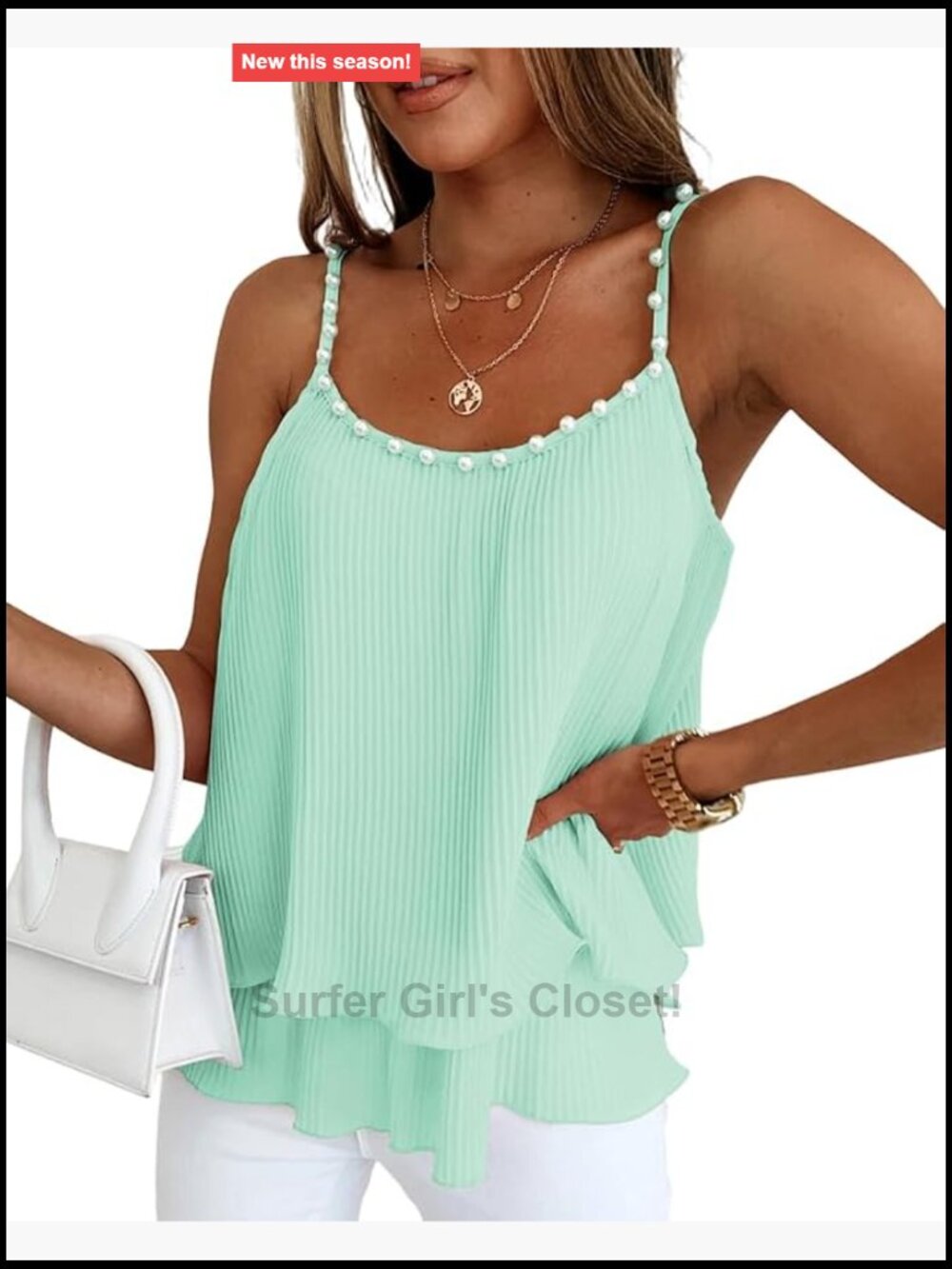 Women's Chiffon Tank Top Double Layer Flowy Sleeveless Blouse